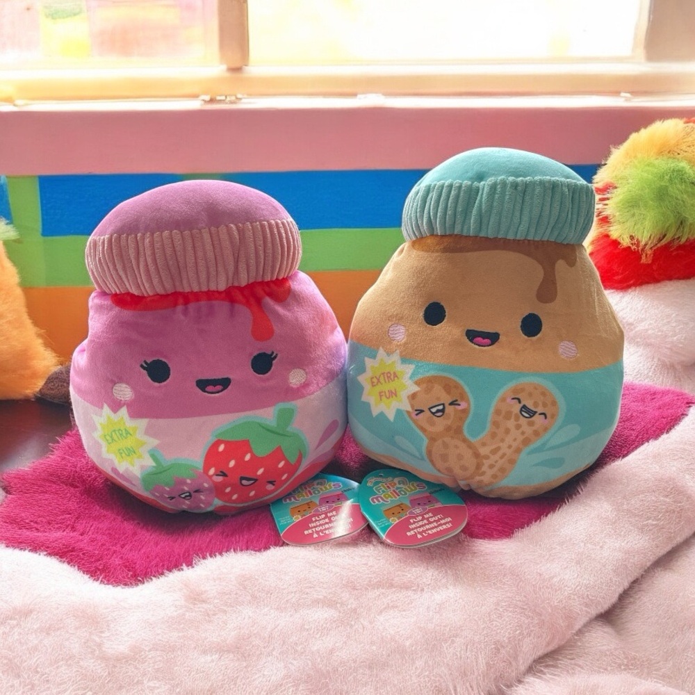 NWT Squishmallows Peanut Butter flip to Jelly 8” Plush